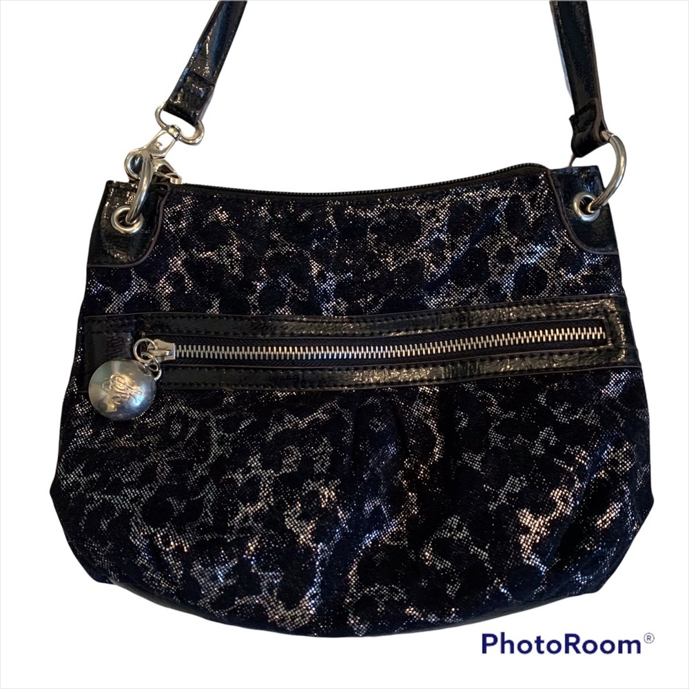 Sienna Ricchi Black Metallic Crossbody Bag.
